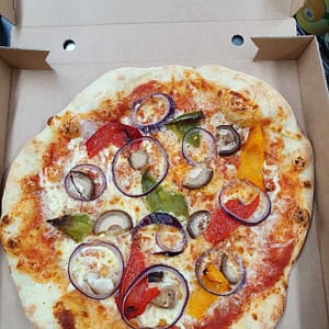PIZZA – 12″ – Mushroom, onion, peppers, mozzarella, tomato sauce